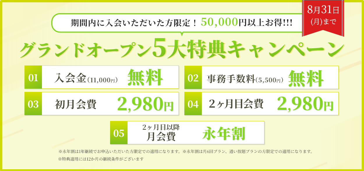 プレオープン5大特典キャンペーン