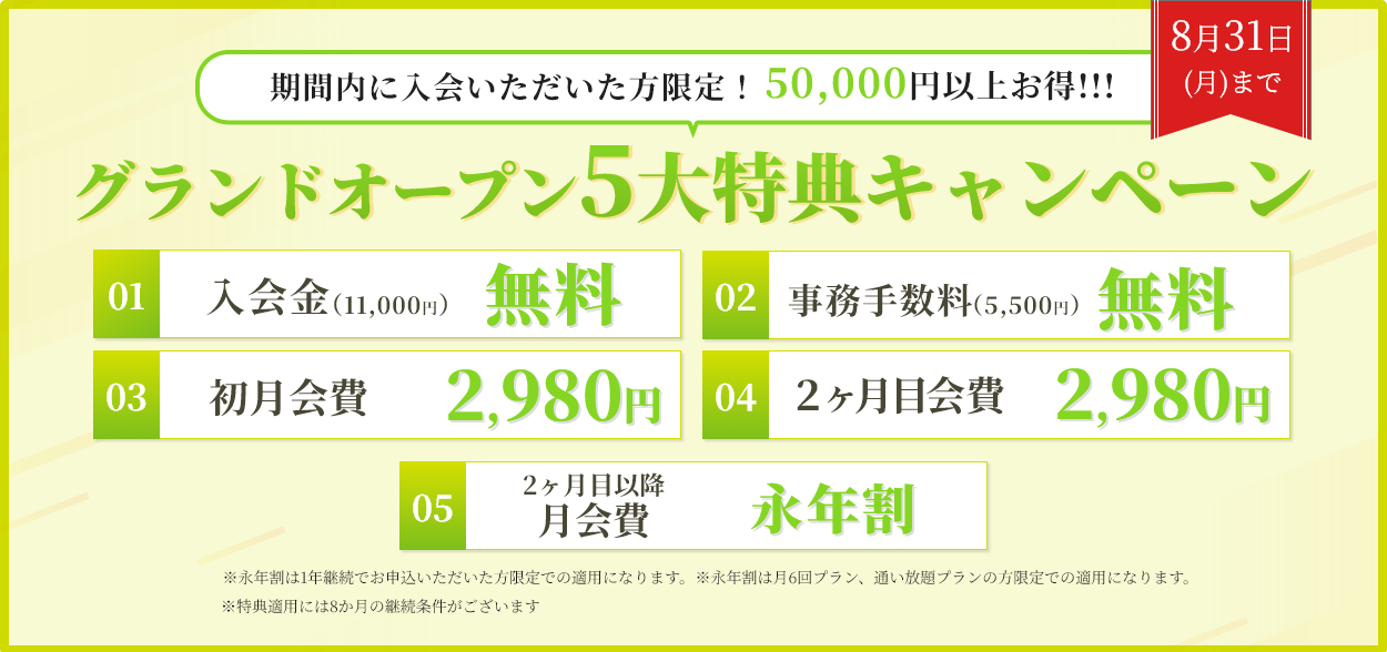 プレオープン5大特典キャンペーン